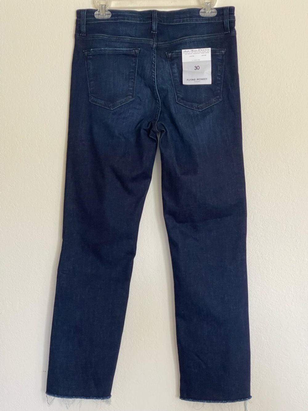 NWT Flying Monkey Santa Monica Mid-Rise Jeans Size 30 Blue Denim Black Panel Hem - Picture 3 of 14